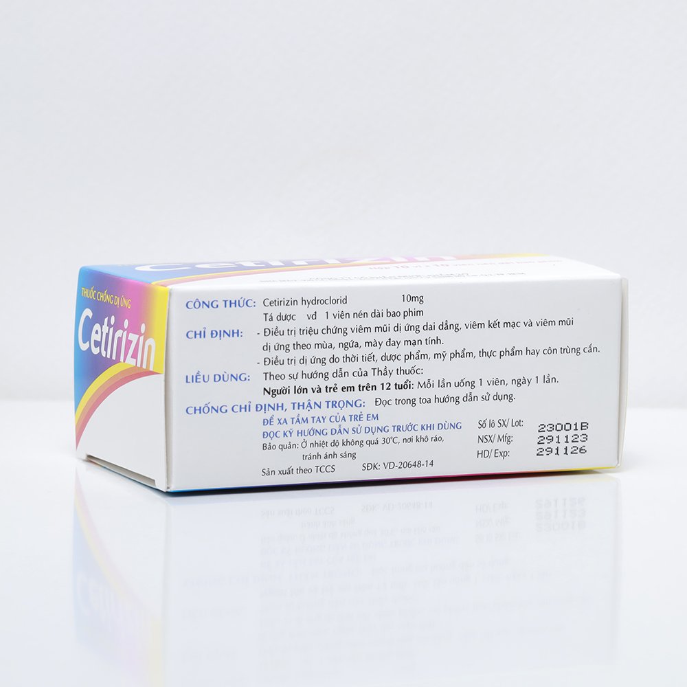 Cetirizin (Hộp 10 vỉ x 10 viên)